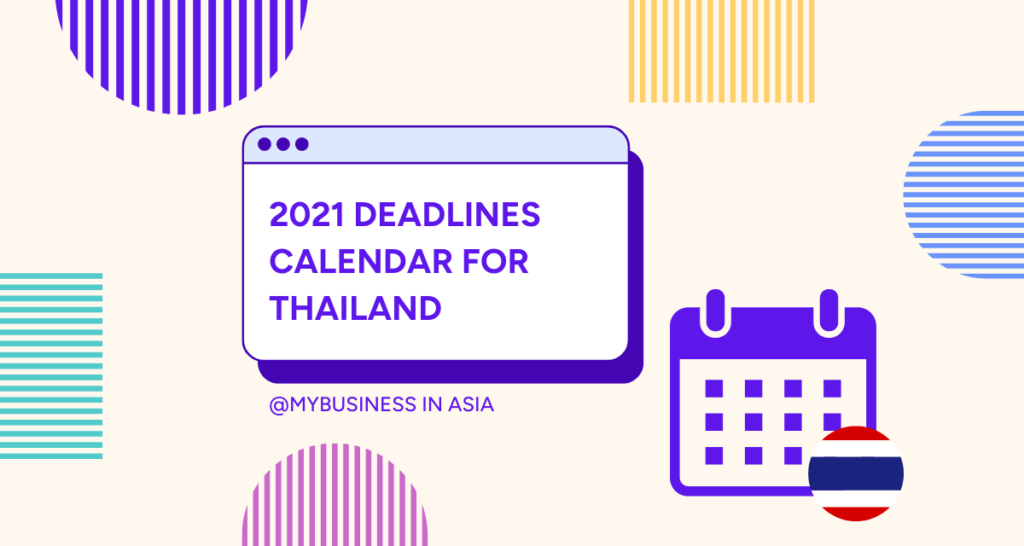 2021 deadlines calendar for THAILAND public holidays, tax filings, payments and financial reports